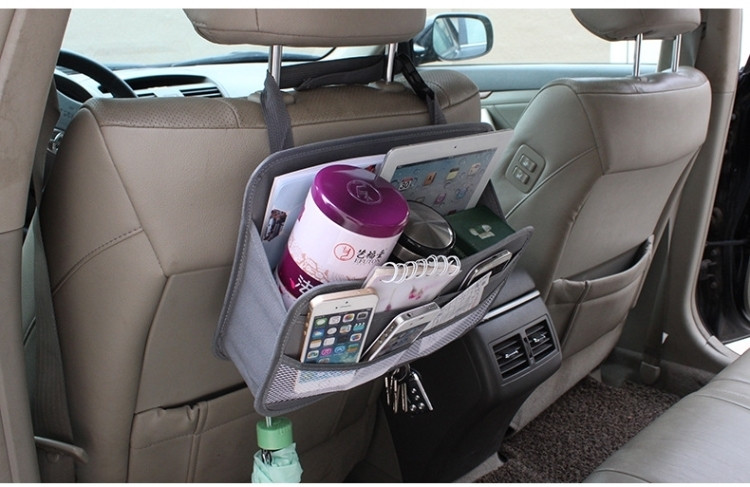 Többfunkciós autós rendszerező több zsebbel, italok és telefonok tárolására alkalmas