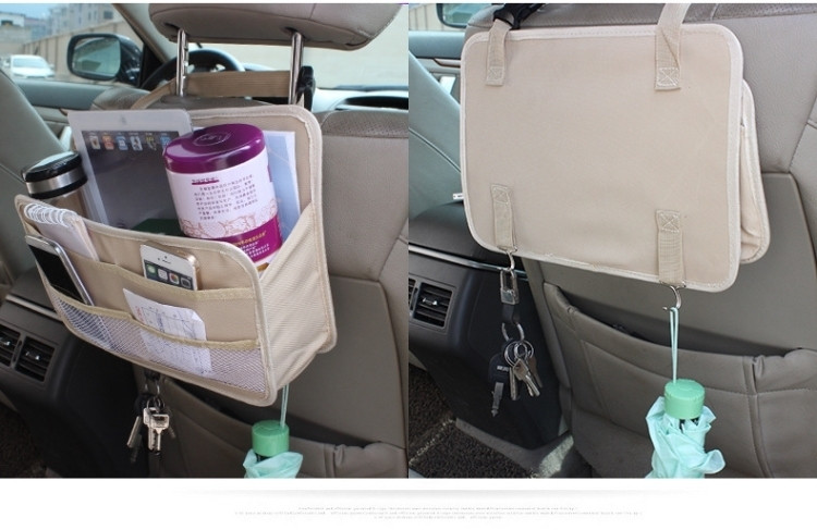 Többfunkciós autós rendszerező több zsebbel, italok és telefonok tárolására alkalmas