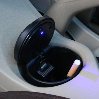 Μαύρο τασάκι για αυτοκίνητο με καπάκι και φωτισμό LED