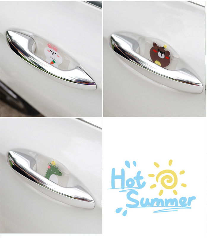 Set de 4 autocolante PVC pentru manerul masinii anti-zgarieturi in trei modele