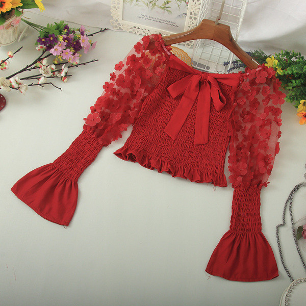 Cămașă scurtă modernă cu panglică și mâneci lungi