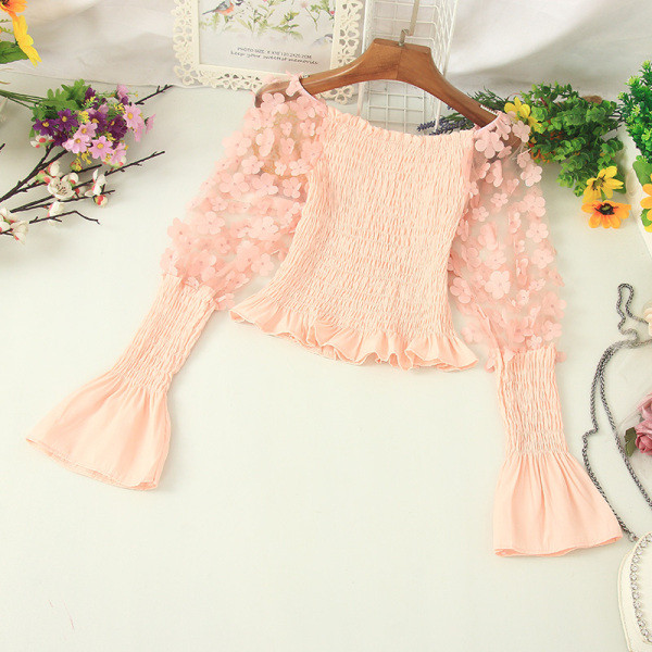 Cămașă scurtă modernă cu panglică și mâneci lungi