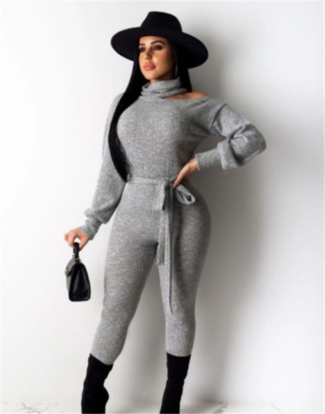 Női alkalmi kombiné hosszú ujjal és nyakkendővel