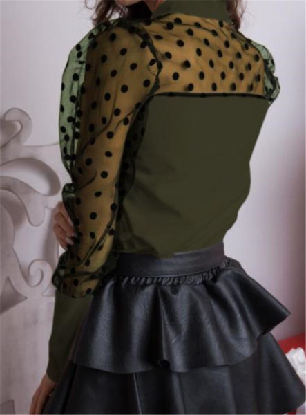 Új modell női ing szalaggal és tüll ujjakkal