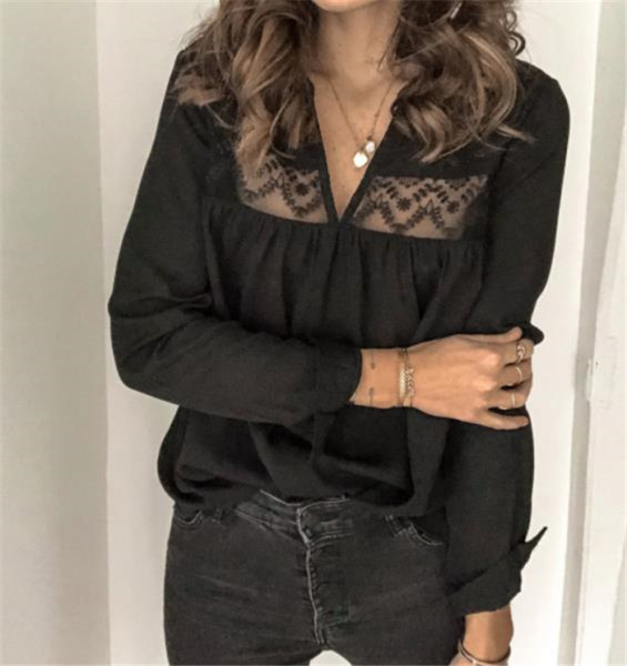 Alkalmi női ing csipkével - széles modell