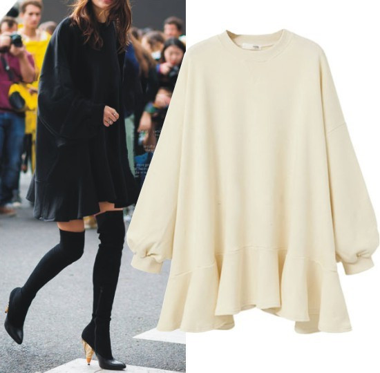 Lezser női széles blúz ovális nyakkivágással és hosszú ujjakkal