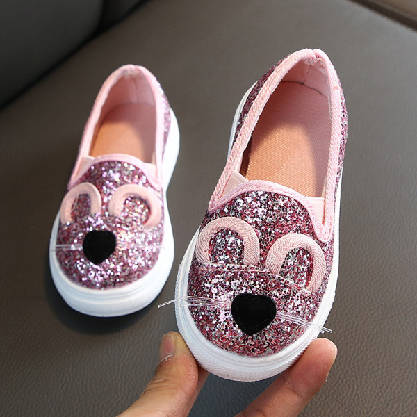 Modern, fényes gyerekcipő 3D elemekkel lányoknak