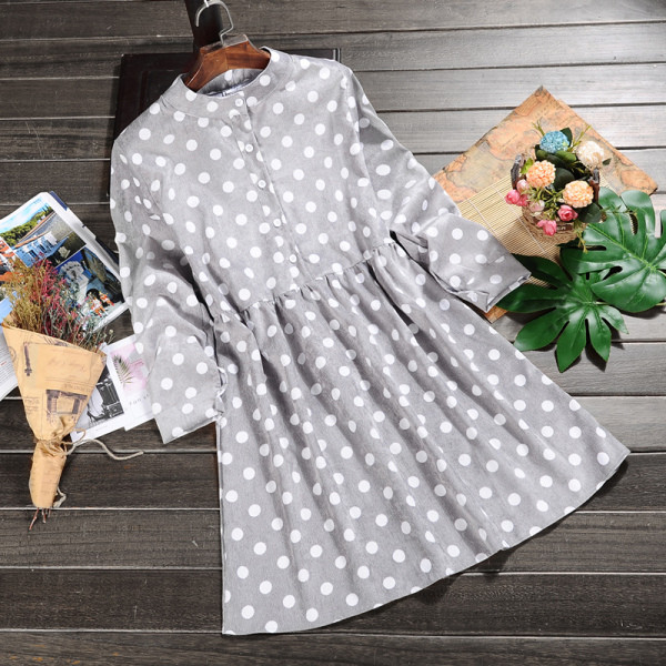 Alkalmi női ruha kordbársonyból, hosszú ujjal, pöttyös mintával