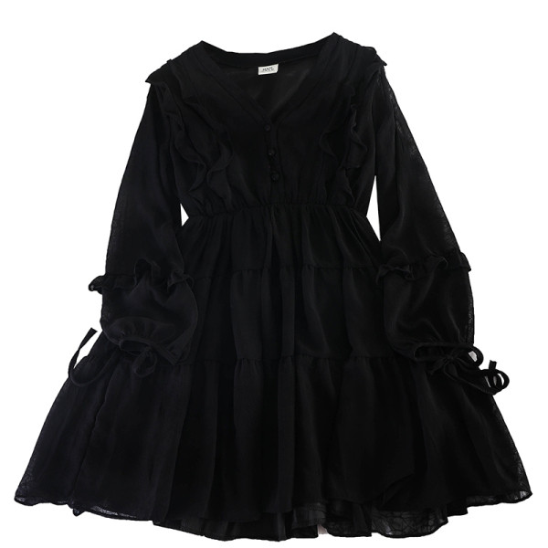 Aktuális kivágott női ruhamodell V-nyakú és hosszú ujjú