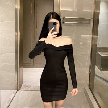 Casual Lady Dress με γυμνά ώμους και μακρύ μανίκι - Λεπτό μοντέλο