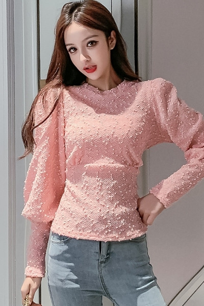 Moodne naiste pluus Slim mudel laiade varrukatega