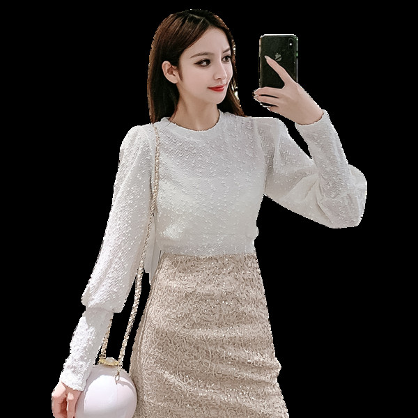 Moodne naiste pluus Slim mudel laiade varrukatega