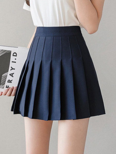 Redős női szoknya A-vonallal, magas derékkal