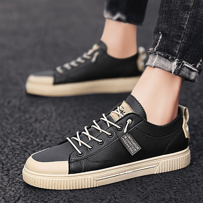 Alkalmi férfi tornacipő fűzővel és lapos talppal, öko bőrből