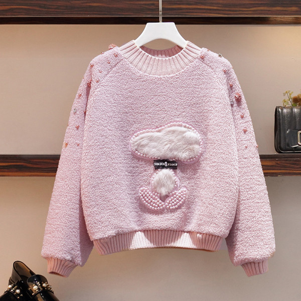 Modern női szett két részből, pulóvert és farmert tartalmaz 3D elemmel és 4XL méretig