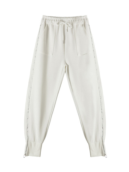 Női alkalmi nadrág nyakkendővel és cipzárral