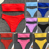 Sima modell fürdőruha két részből, szalagos felsővel