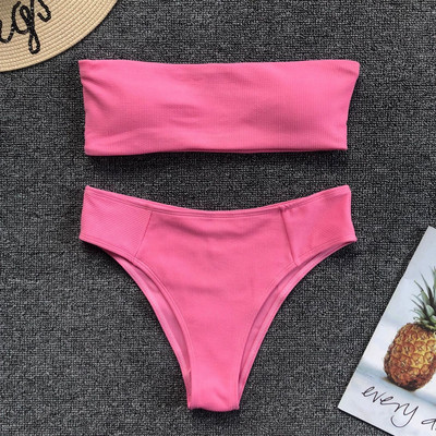 Sima modell fürdőruha két részből, szalagos felsővel