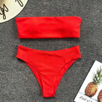 Sima modell fürdőruha két részből, szalagos felsővel