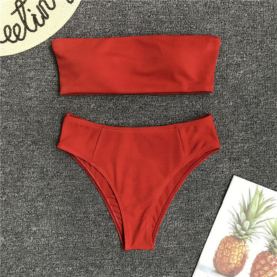 Sima modell fürdőruha két részből, szalagos felsővel