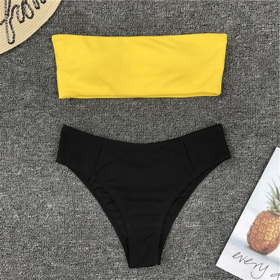 Sima modell fürdőruha két részből, szalagos felsővel