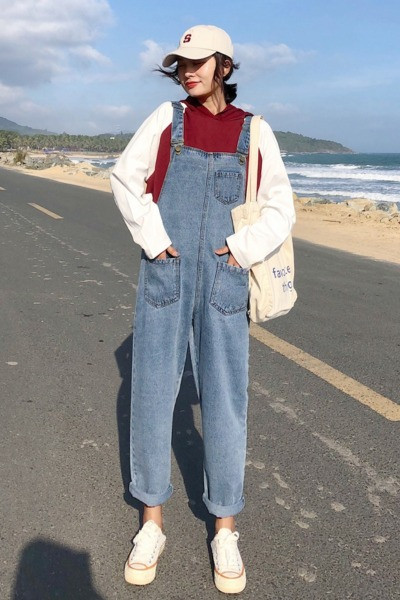 Új modell alkalmi farmer overall zsebekkel - széles modell