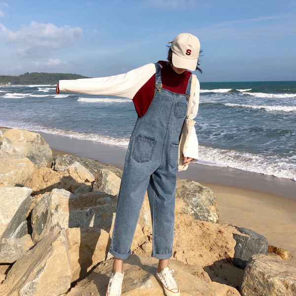 Új modell alkalmi farmer overall zsebekkel - széles modell