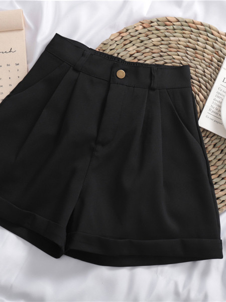 Lezser női rövidnadrág széles modell magas elasztikus derékkal