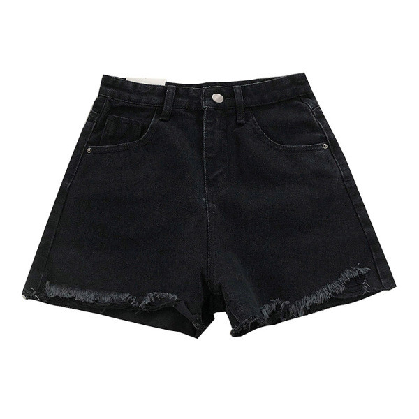 Női farmer rövidnadrág magas derékkal, szakadt motívumokkal