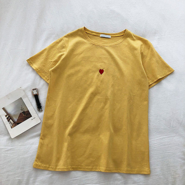 Alkalmi női póló rövid ujjal, szív hímzéssel