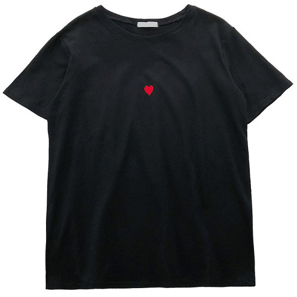 Alkalmi női póló rövid ujjal, szív hímzéssel