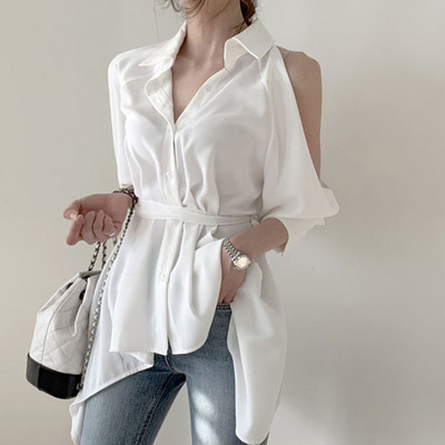Női ing csupasz vállú, klasszikus gallérral