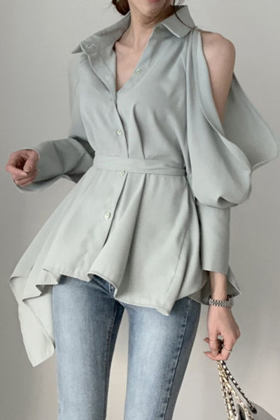 Női ing csupasz vállú, klasszikus gallérral