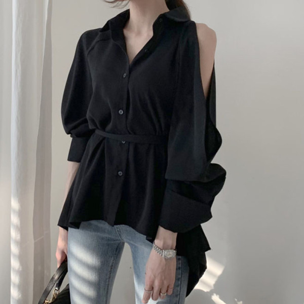 Női ing csupasz vállú, klasszikus gallérral