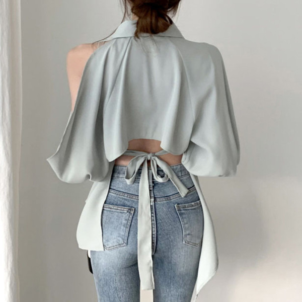 Női ing csupasz vállú, klasszikus gallérral