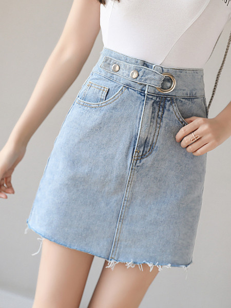 Lezser női rövid farmerszoknya, magas derékkal