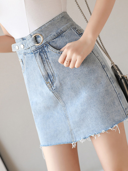 Lezser női rövid farmerszoknya, magas derékkal