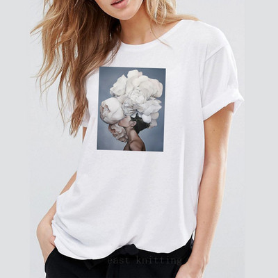 Γυναικείο λευκό casual t-shirt με εφαρμογή