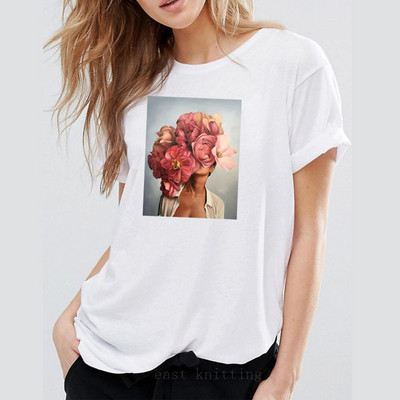 Γυναικείο λευκό casual t-shirt με εφαρμογή