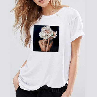 Γυναικείο λευκό casual t-shirt με εφαρμογή