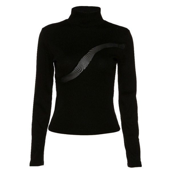 Új modell modern női blúz magas gallérral és hosszú ujjal