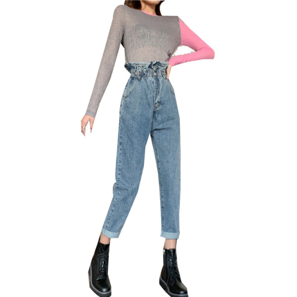 Női farmer új modell magas derékkal és gombokkal