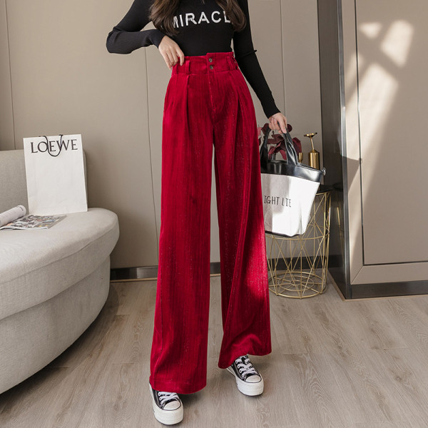 Női széles nadrág magas derékkal és gombokkal