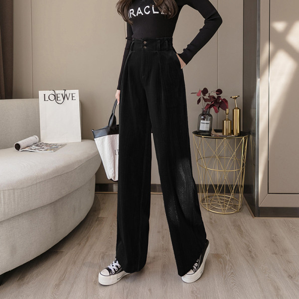 Női széles nadrág magas derékkal és gombokkal