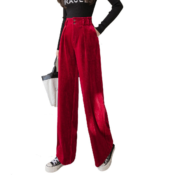 Női széles nadrág magas derékkal és gombokkal