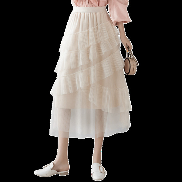 Női szoknya szabású modell tüllel és magas derékkal
