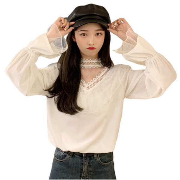 Modern női ing csipkével és hosszú ujjal