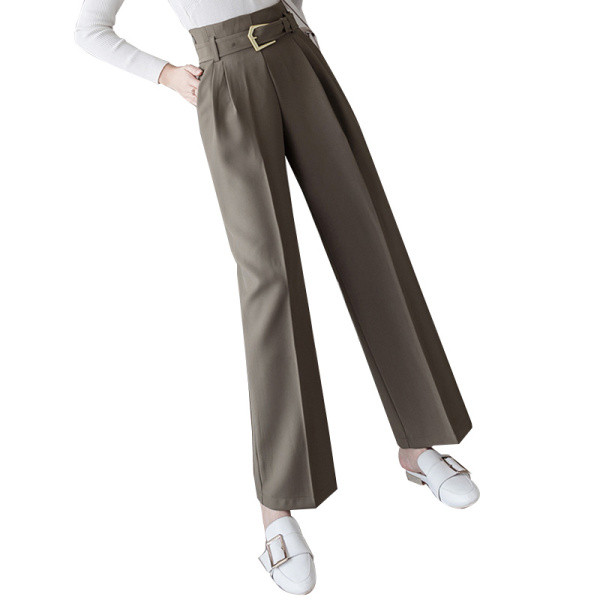 Stílusos női hosszú nadrág magas derékkal és övvel - széles modell