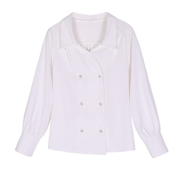 Új modell női sifon ing hosszú ujjal és spitz nyakkivágással