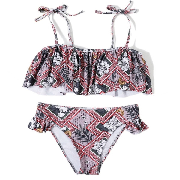 Női színes fürdőruha két részből, fürtökkel